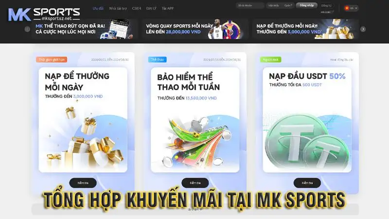 Hướng dẫn nhận khuyến mãi MK Sports